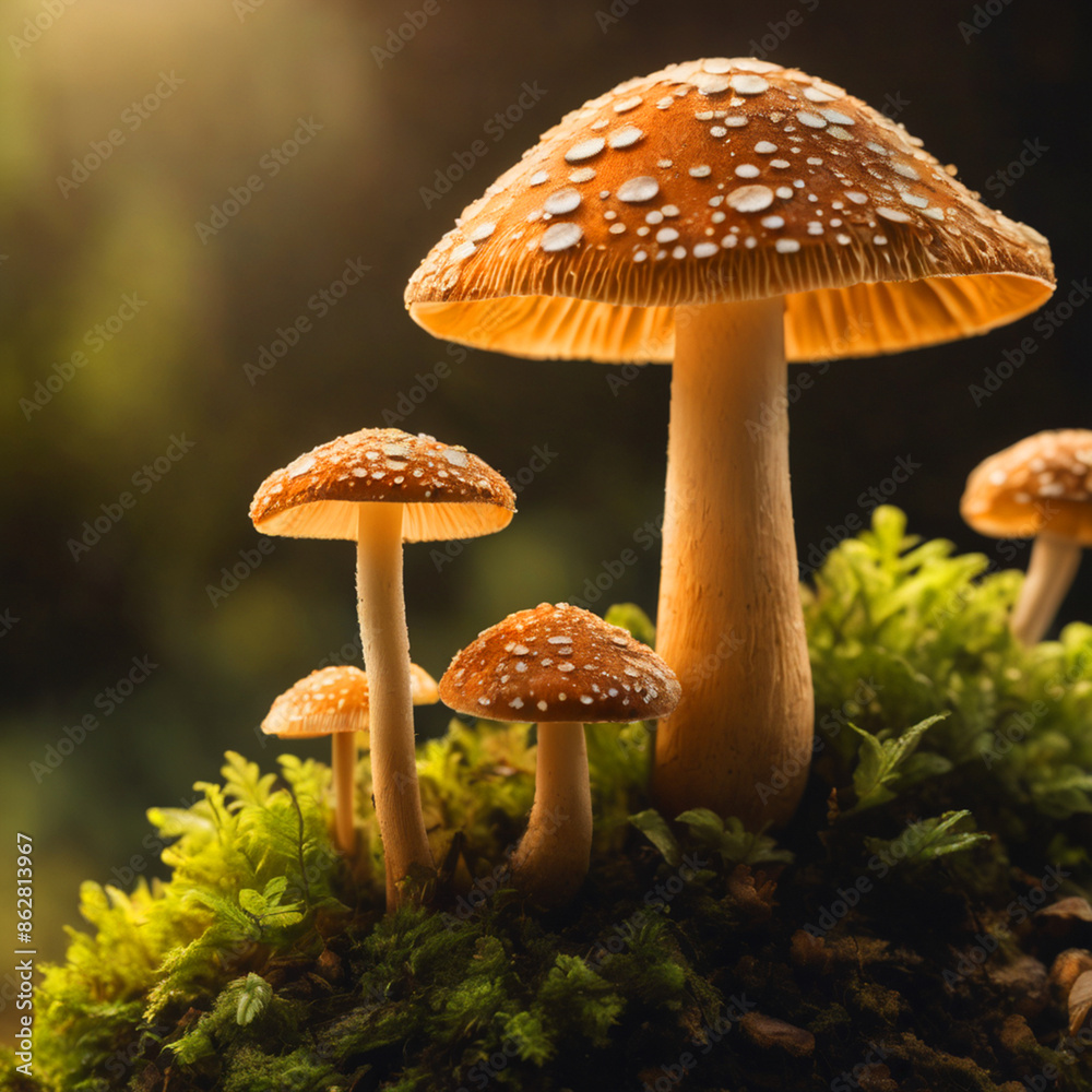 Fototapeta premium mushroom, a beautiful mushroom,mushroom in forest,mushroom in rainny
