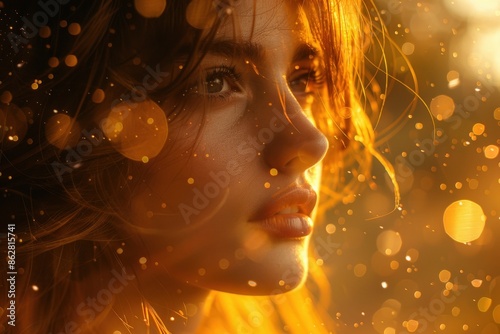 A captivating abstract background image bathed in golden hues, sparkles, and warm light, creating a sense of magic, warmth, and celebration in an artistic scene.