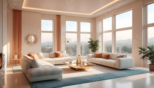 Photo interior modern design room 3d illustration