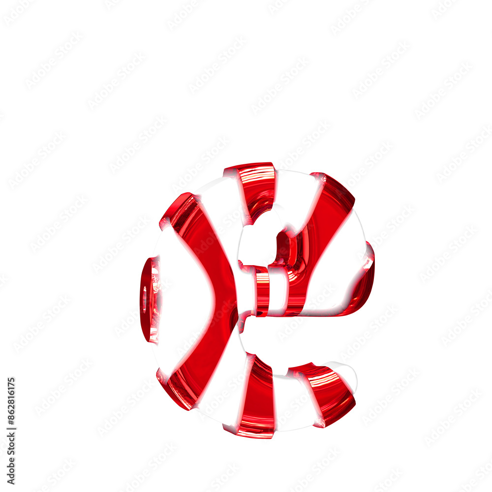 White symbol with red thick straps. letter e White symbol with red thick straps. letter e