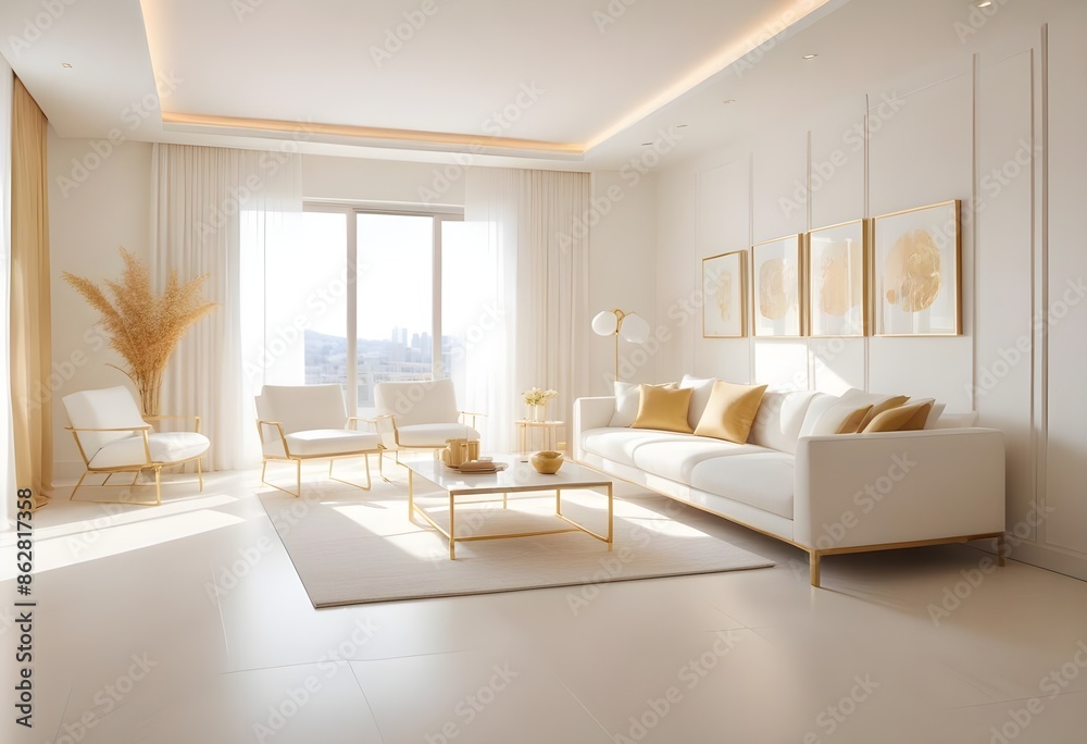 Fototapeta premium Photo interior modern design room 3d illustration