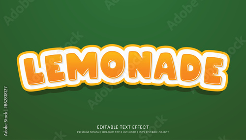 lemonade editable 3d text effect template bold typography and abstract style drinks logo and brand