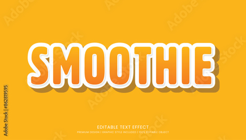 smoothie editable 3d text effect template bold typography and abstract style drinks logo and brand