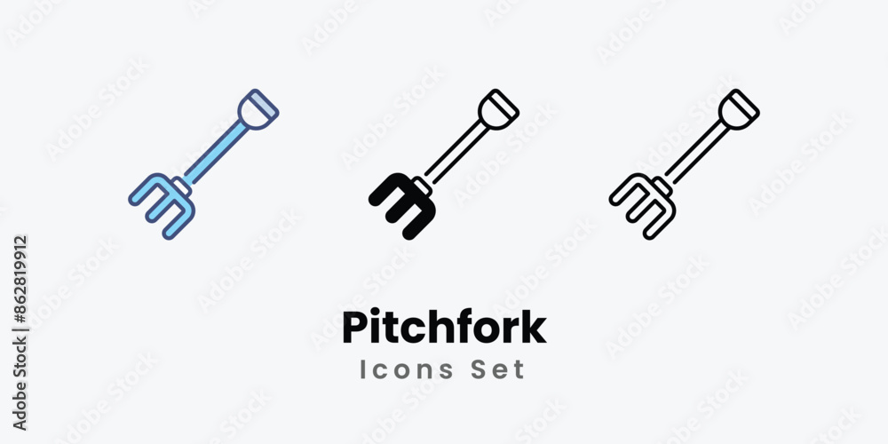 Pitchfork icons vector set stock illustration Pitchfork icons vector set stock illustration