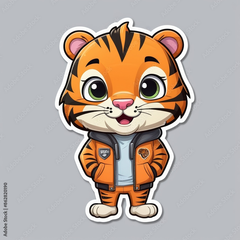 Cute Cartoon Tiger Wearing a Jacket Cute Cartoon Tiger Wearing a Jacket