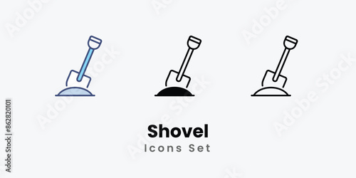 Shovel icons vector set stock illustration