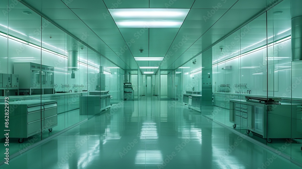 Empty cleanroom in a modern laboratory facility Empty cleanroom in a modern laboratory facility
