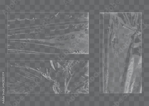 Transparent Glossy Polyethylene Plastic Warp. EPS10 Vector