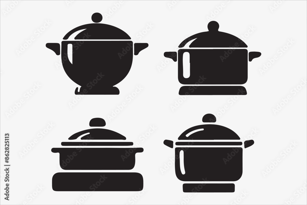 kitchenware silhouette vector illustration on a White Background kitchenware silhouette vector illustration on a White Background