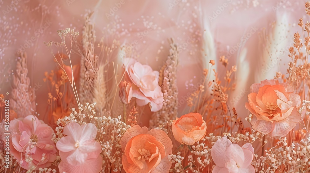Rose gold peach pink dried flowers Rose gold peach pink dried flowers