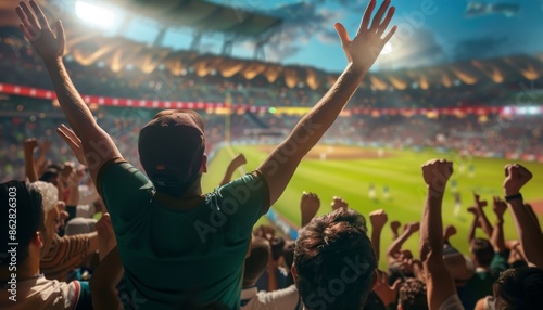 Fans Celebrating at a Cricket Match