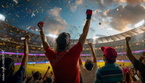 Fans Celebrating at a Cricket Match