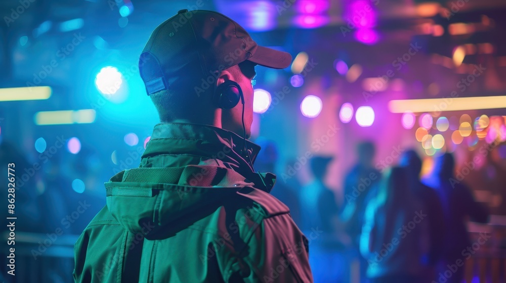 Fototapeta premium The man with headphones.