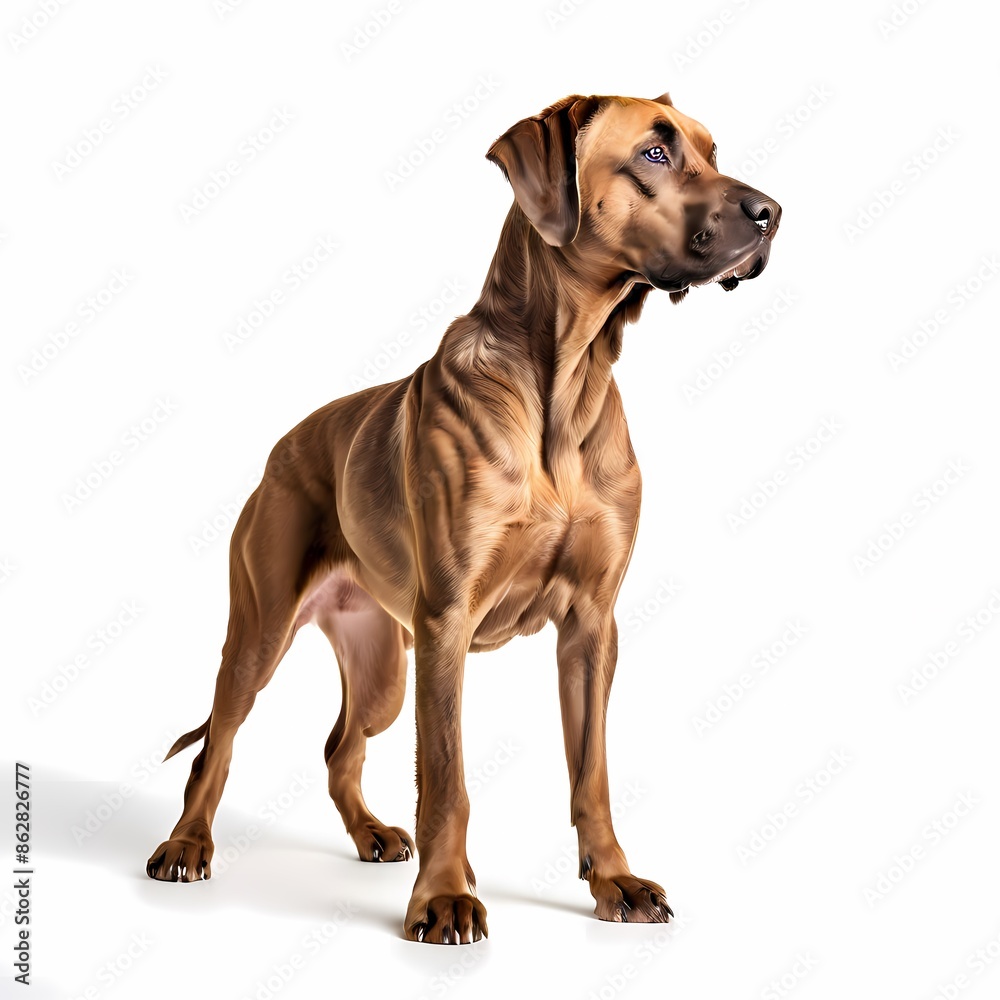 Obraz premium Great dane dog breed standing against white background, AI Generated