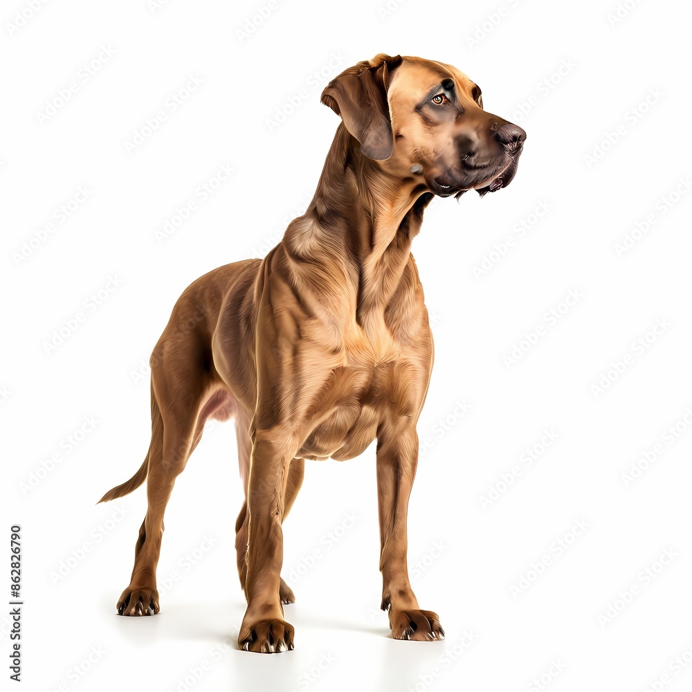 Great dane dog breed standing against white background, AI Generated Great dane dog breed standing against white background, AI Generated