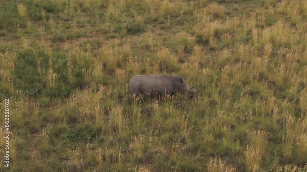 Aerial view of Rhino in Mahikeng Game Reserve, Mafikeng NU, South Africa. Aerial view of Rhino in Mahikeng Game Reserve, Mafikeng NU, South Africa.