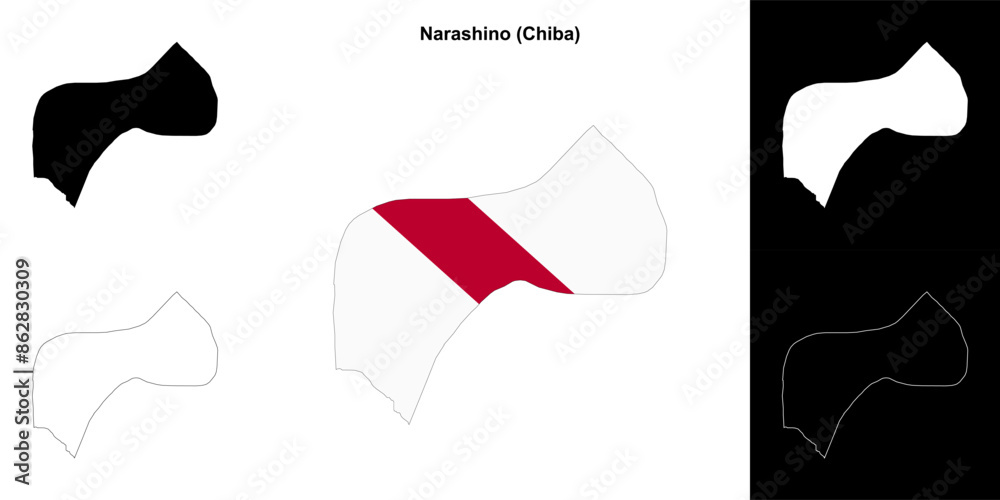 Narashino (Chiba) outline map set Narashino (Chiba) outline map set