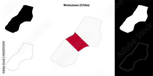 Mutsuzawa (Chiba) outline map set photo