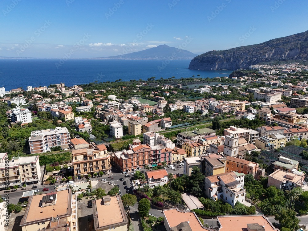 aerial view of Sorrento coast line in the gulf of Naples. Italy aerial view of Sorrento coast line in the gulf of Naples. Italy