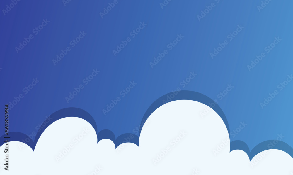 Cute white cartoon clouds on bright blue summer sky background Vector illustration. EPS 10/AI Cute white cartoon clouds on bright blue summer sky background Vector illustration. EPS 10/AI