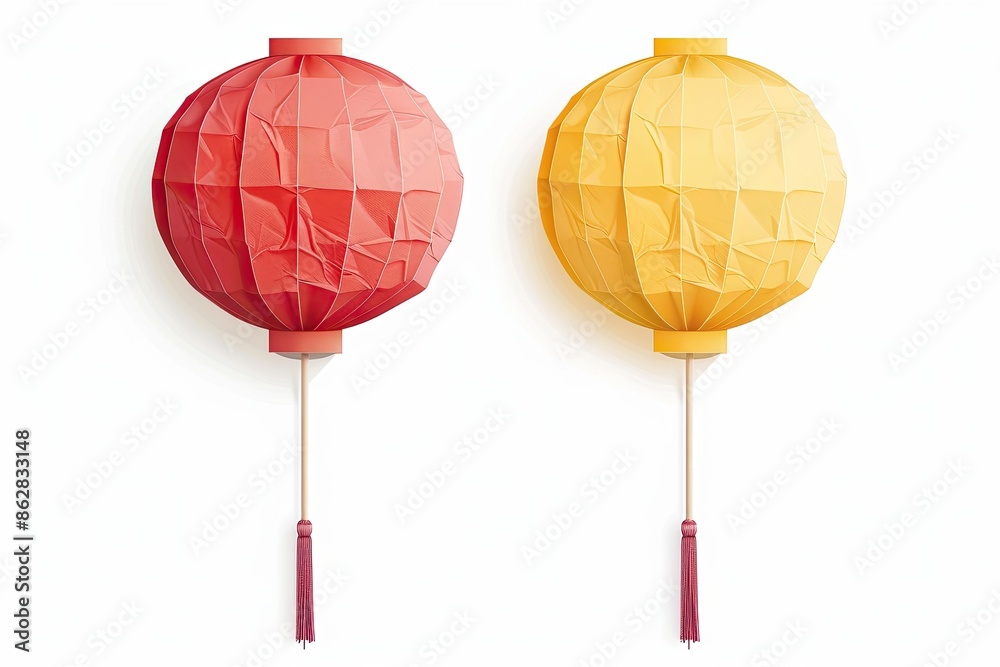 a red and yellow paper lantern on a stick a red and yellow paper lantern on a stick