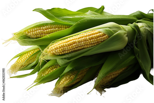 A solitary baby corn Isolated on transparent background