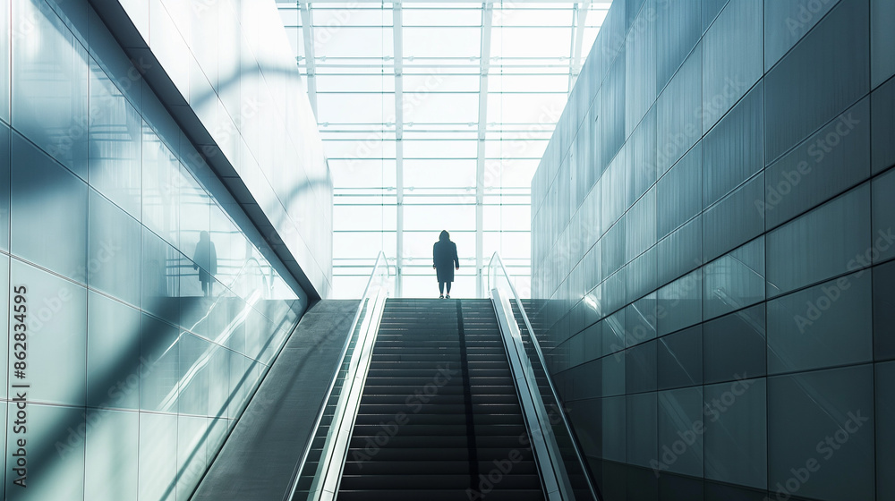 Obraz premium A pedestrian using the stairs.