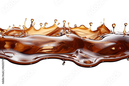 A stream of melted chocolate Isolated on transparent background