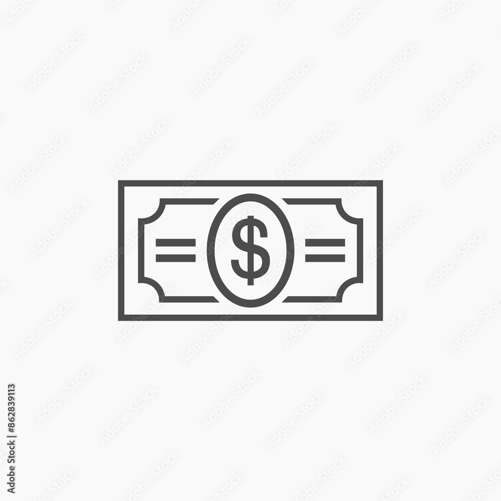 Dollar banknote icon vector isolated. currency, usd, cash symbol Dollar banknote icon vector isolated. currency, usd, cash symbol