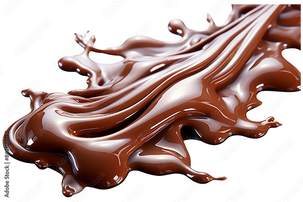 A stream of melted chocolate Isolated on transparent background A stream of melted chocolate Isolated on transparent background