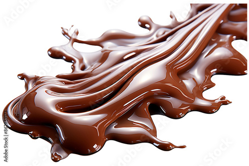 A stream of melted chocolate Isolated on transparent background