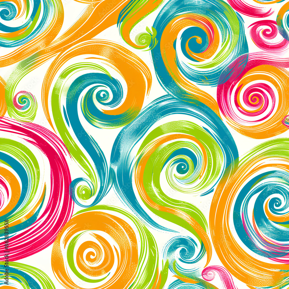 Colorful Spiral Patterns on White Background Colorful Spiral Patterns on White Background