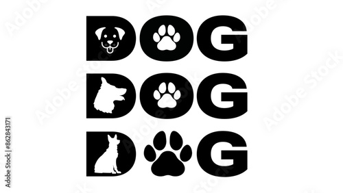 Set of vector dog logo and design elements