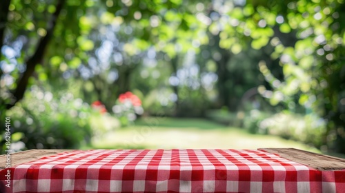 The checkered picnic table photo