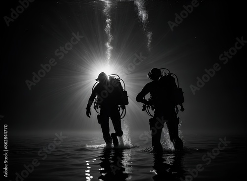 Scuba Divers in the Dark