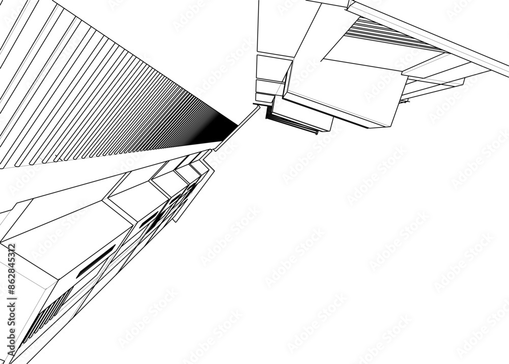 Fototapeta premium Modern building architectural 3d drawing