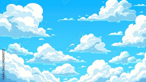 Silhouettes of clouds in the shape of cartoons against a blue sky