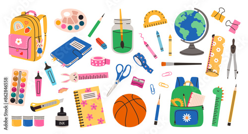 Set of school stationery. Knowledge day