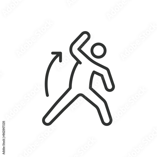 Exercises, in line design. Exercise, workout, fitness, physical activity, training, gym, exercise icon on white background vector. Exercises editable stroke icon.