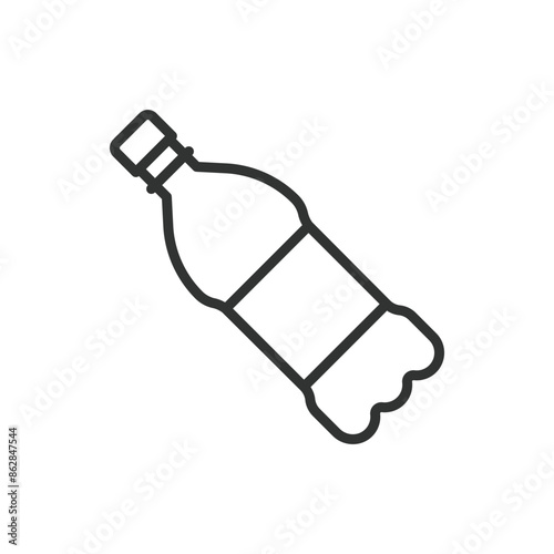 Mineral water, in line design. Hydration, bottle, sparkling, natural spring, fresh water, pure water on white background vector. Mineral water editable stroke icon.