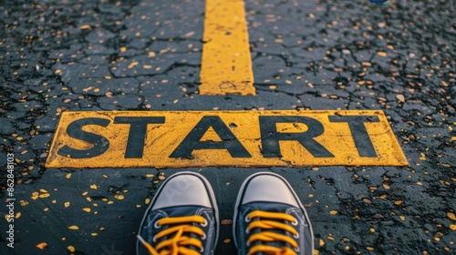 The start line on asphalt