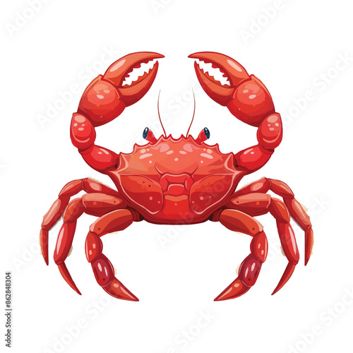 Cartoon Red crab isolated on white solid background