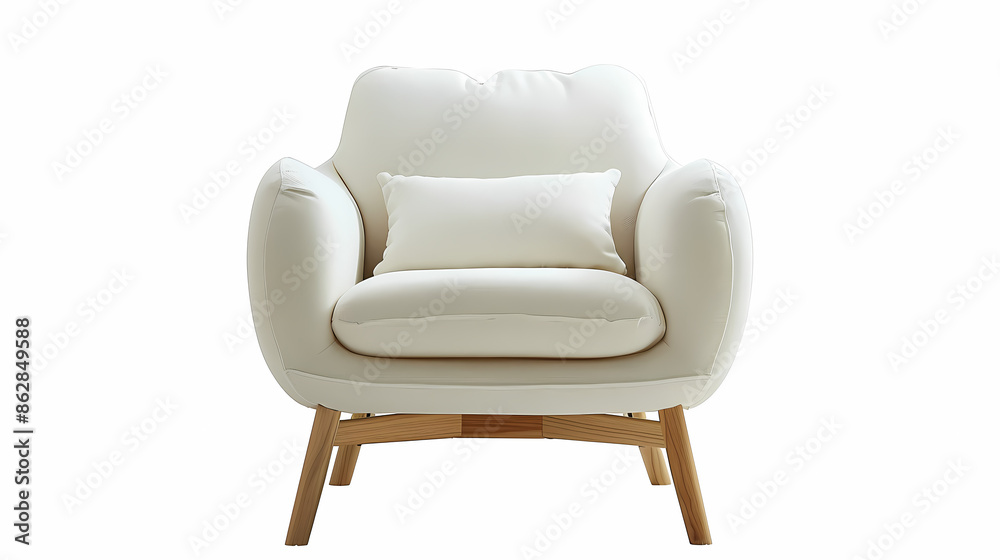 The modern IKEA armchair with a simple white fabric seat and light wood legs, isolated white background The modern IKEA armchair with a simple white fabric seat and light wood legs, isolated white background