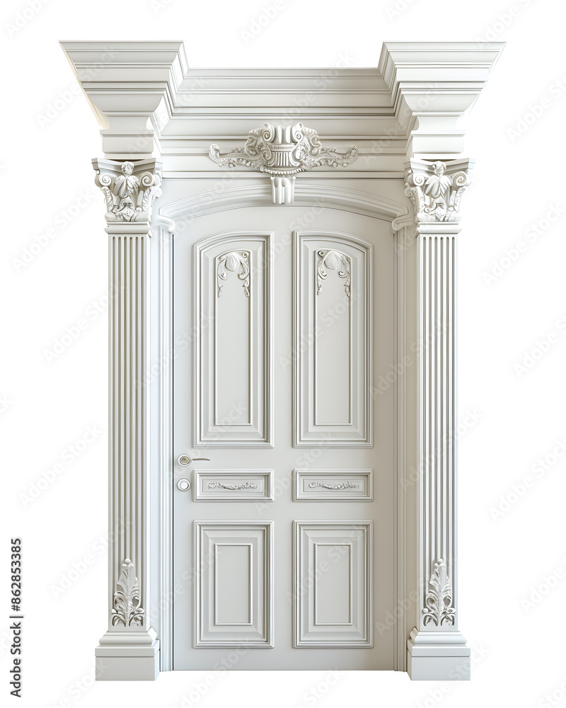 Classic framed white door isolated on white background Classic framed white door isolated on white background