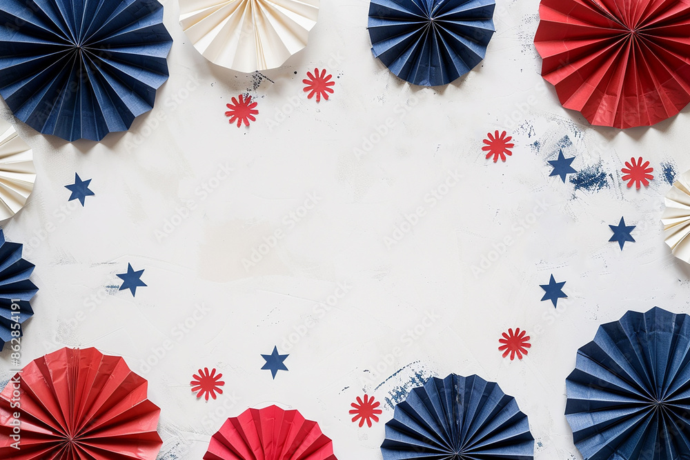 Obraz premium 4 July Independence day Greeting card with usa flag of united states of america,USA flag with fireworks background for 4 july independence day