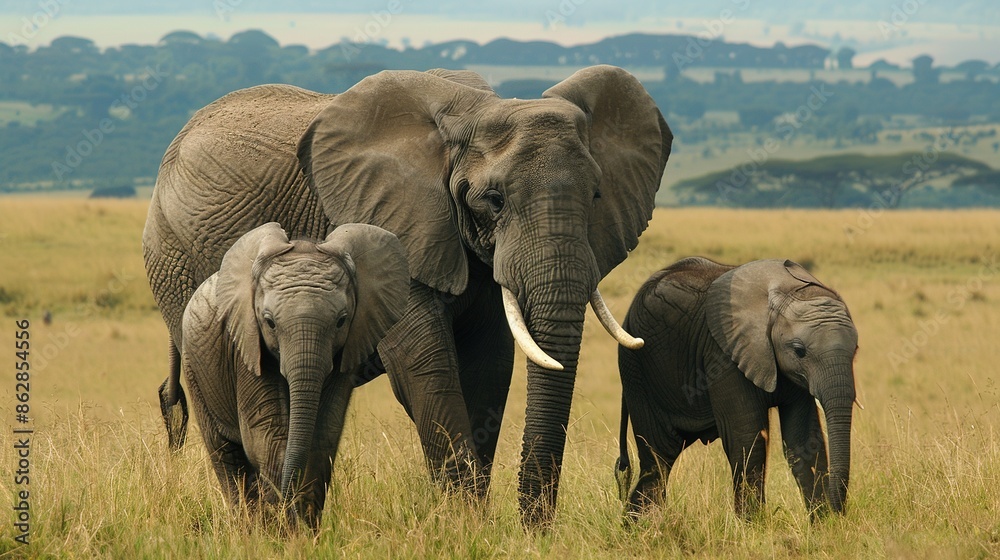 Fototapeta premium Largest Land Mammal: Elephants are the largest land animals on Earth