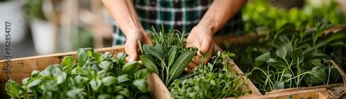 Woman Selecting Fresh Herbs...