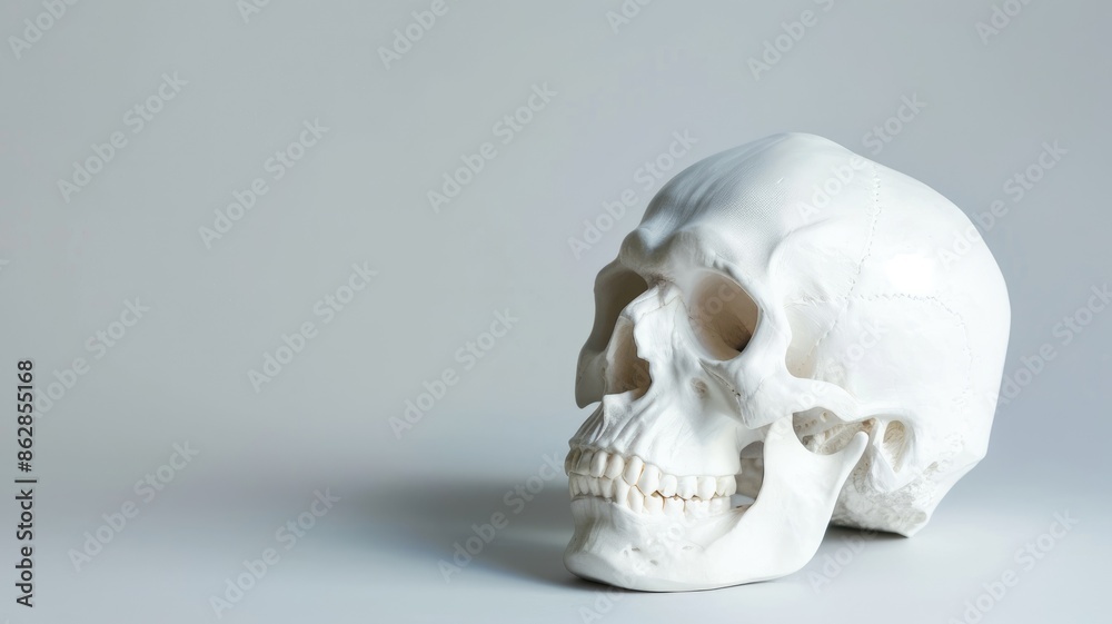 Human skull model on light background for study Human skull model on light background for study
