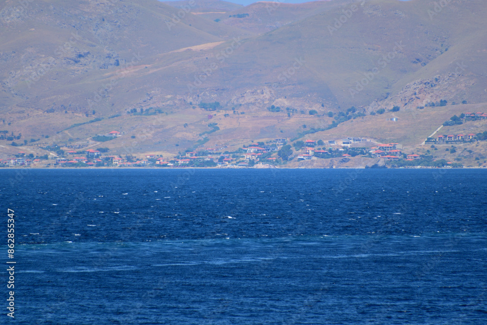Village, beach and sea - Plati, Paralia Plateos, Plati Bay, Limnos (Lemnos), Greece, aegean sea Village, beach and sea - Plati, Paralia Plateos, Plati Bay, Limnos (Lemnos), Greece, aegean sea
