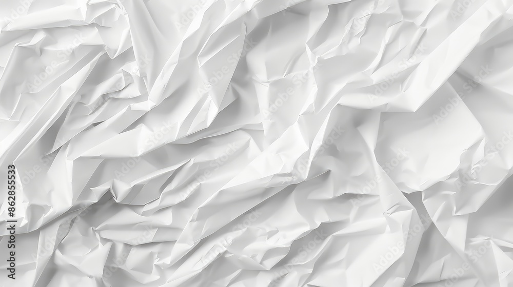 Background of white wrinkled paper texture